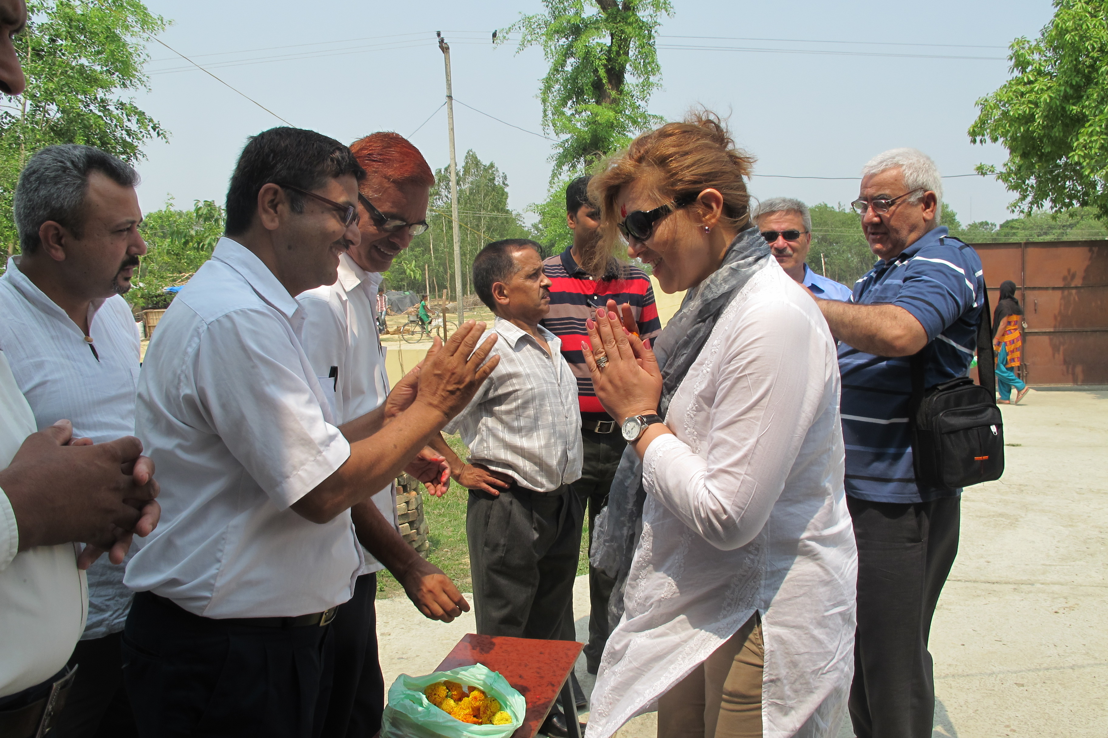 A traditional Nepalese welcome for the Tajik delegates