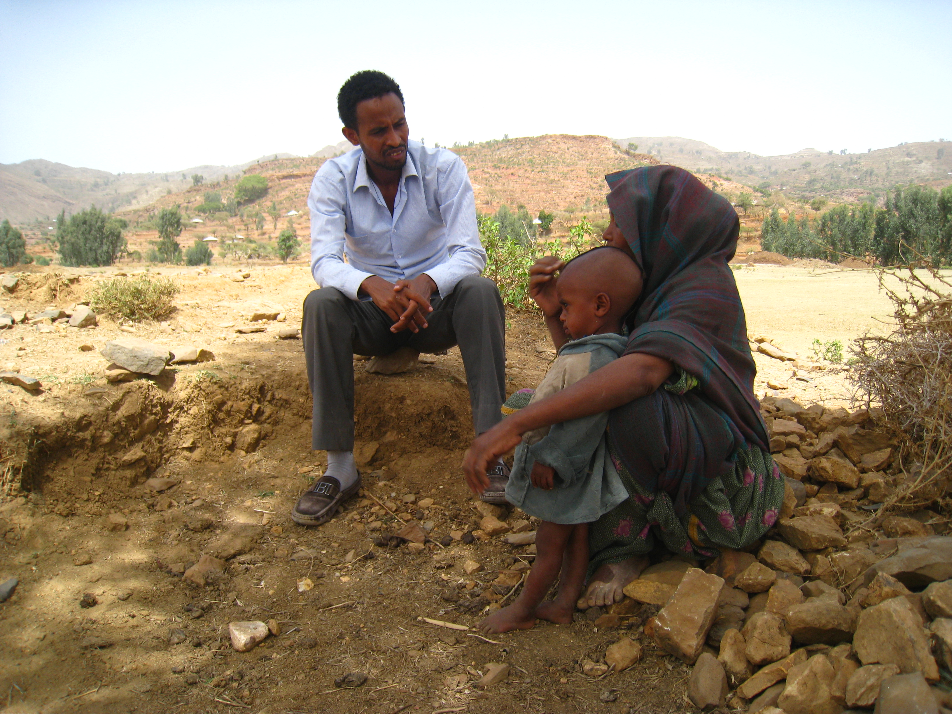 A mother being interviewed in Ethiopia