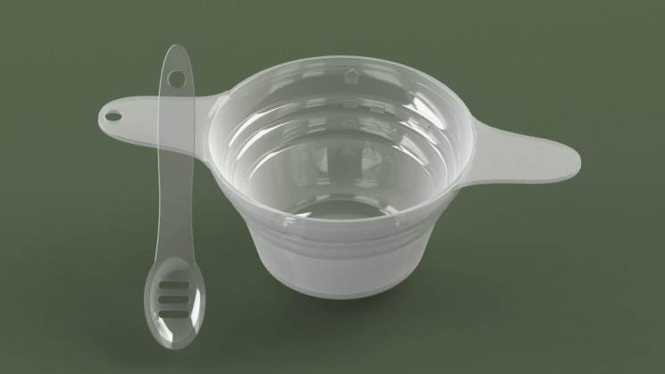 Feeding bowl and slotted spoon