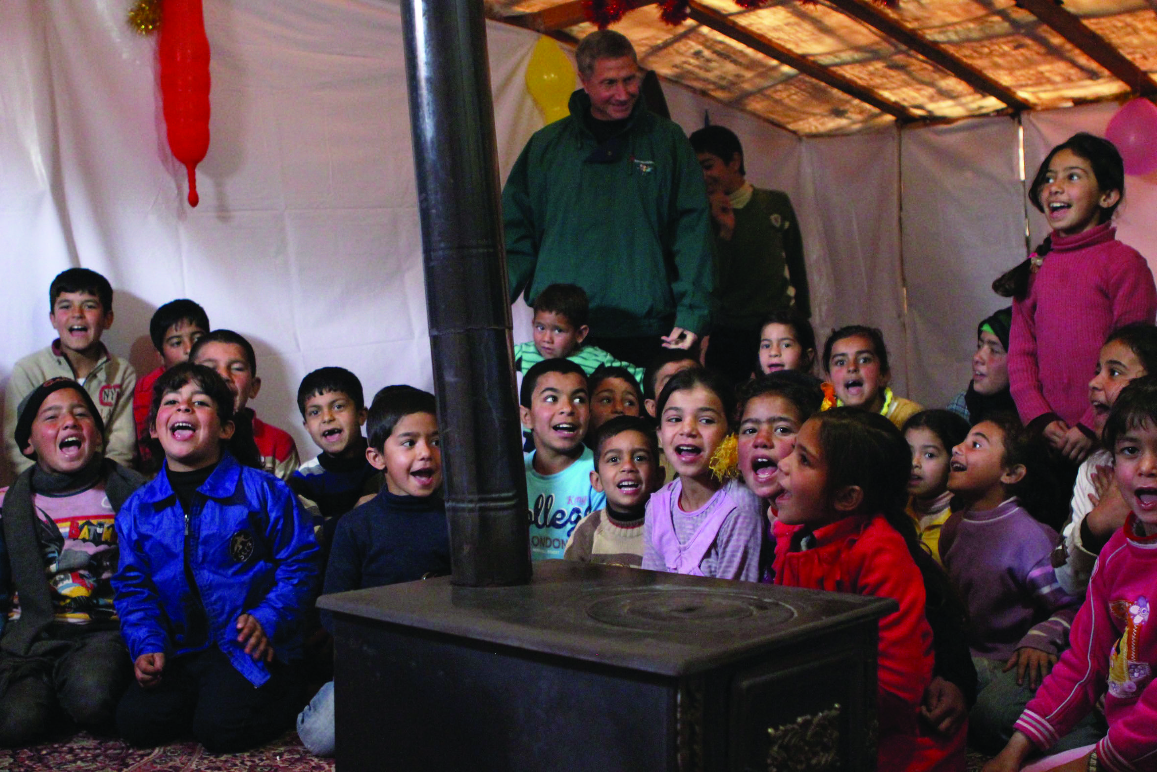 Children inside an improvised shelter in Baalbek District, Bekaa Valley