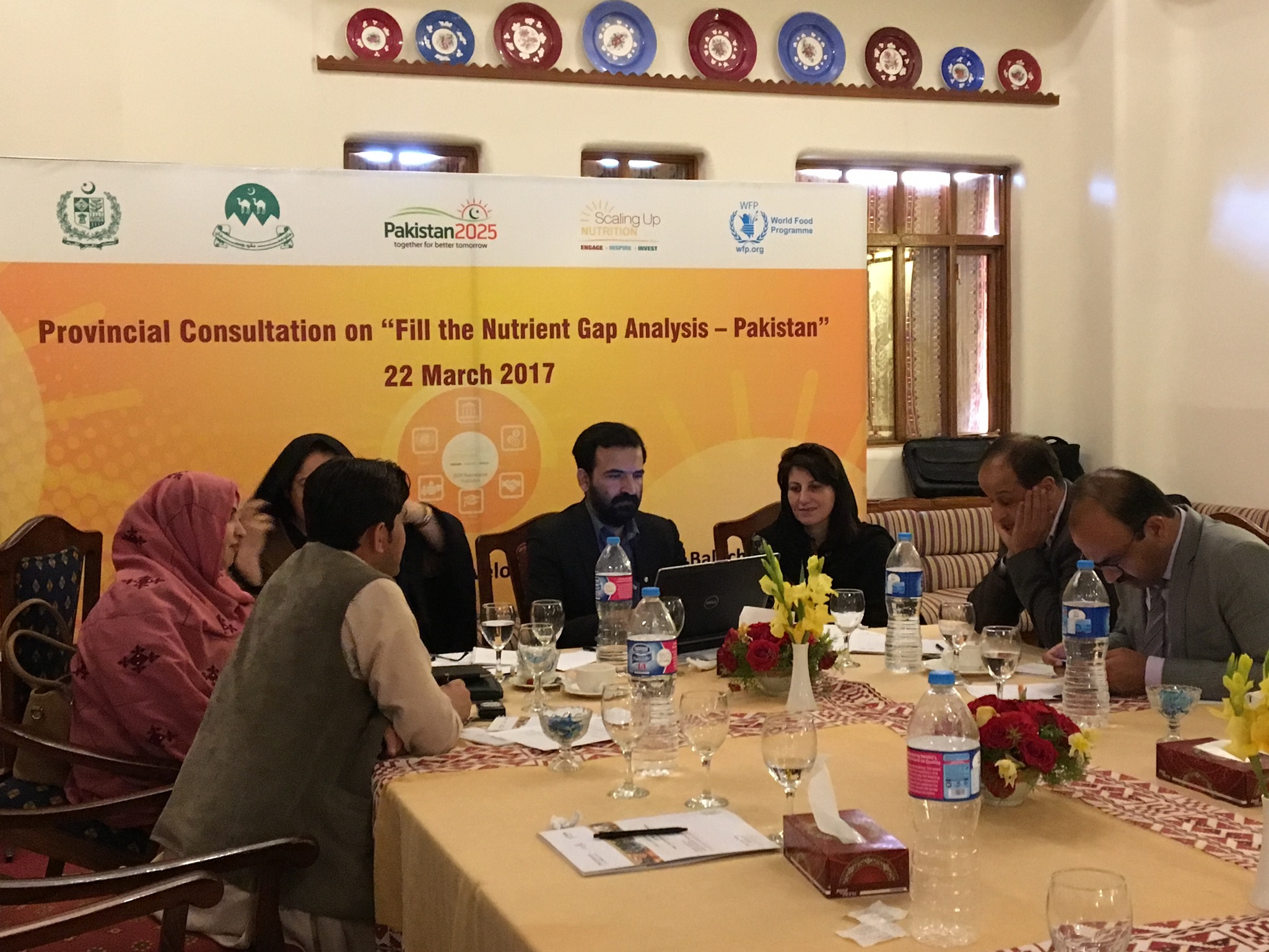 Representatives from the education sector discuss prioritisation of interventions to improve nutrition at the Balochistan Province FNG workshop in Quetta 