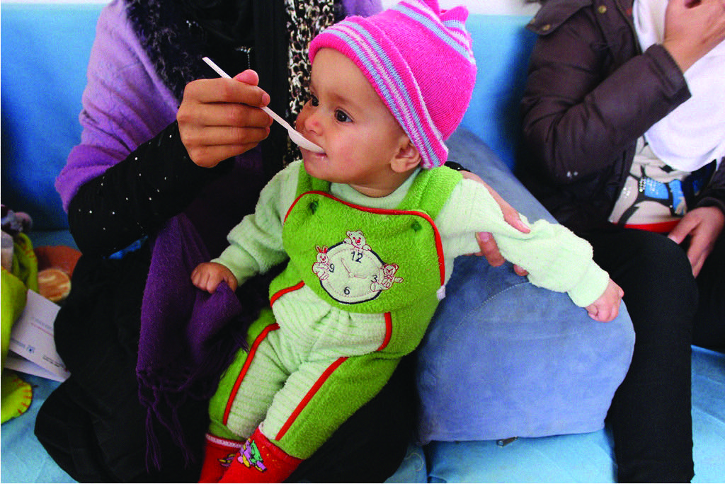 An infant in Zaatari camp in Jordan