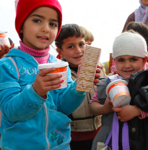 Kindergarten students receive nutritional support in Syria