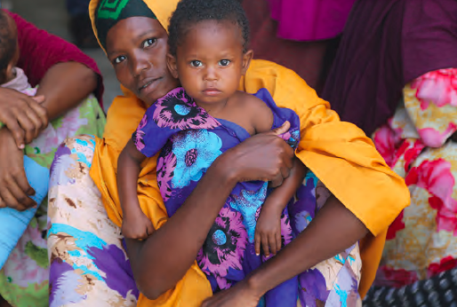 A mother and child at a clinic in Mogadishu, Somalia