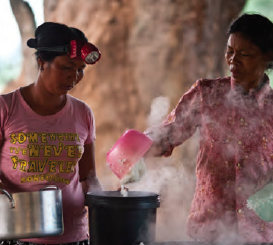Women preparing food in Cambodia
