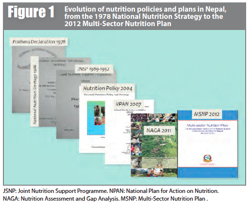 Evolution of nutrition policies and plans in Nepal, from the 1978 National Nutrition Strategy to the 2012 Multi-Sector Nutrition Plan