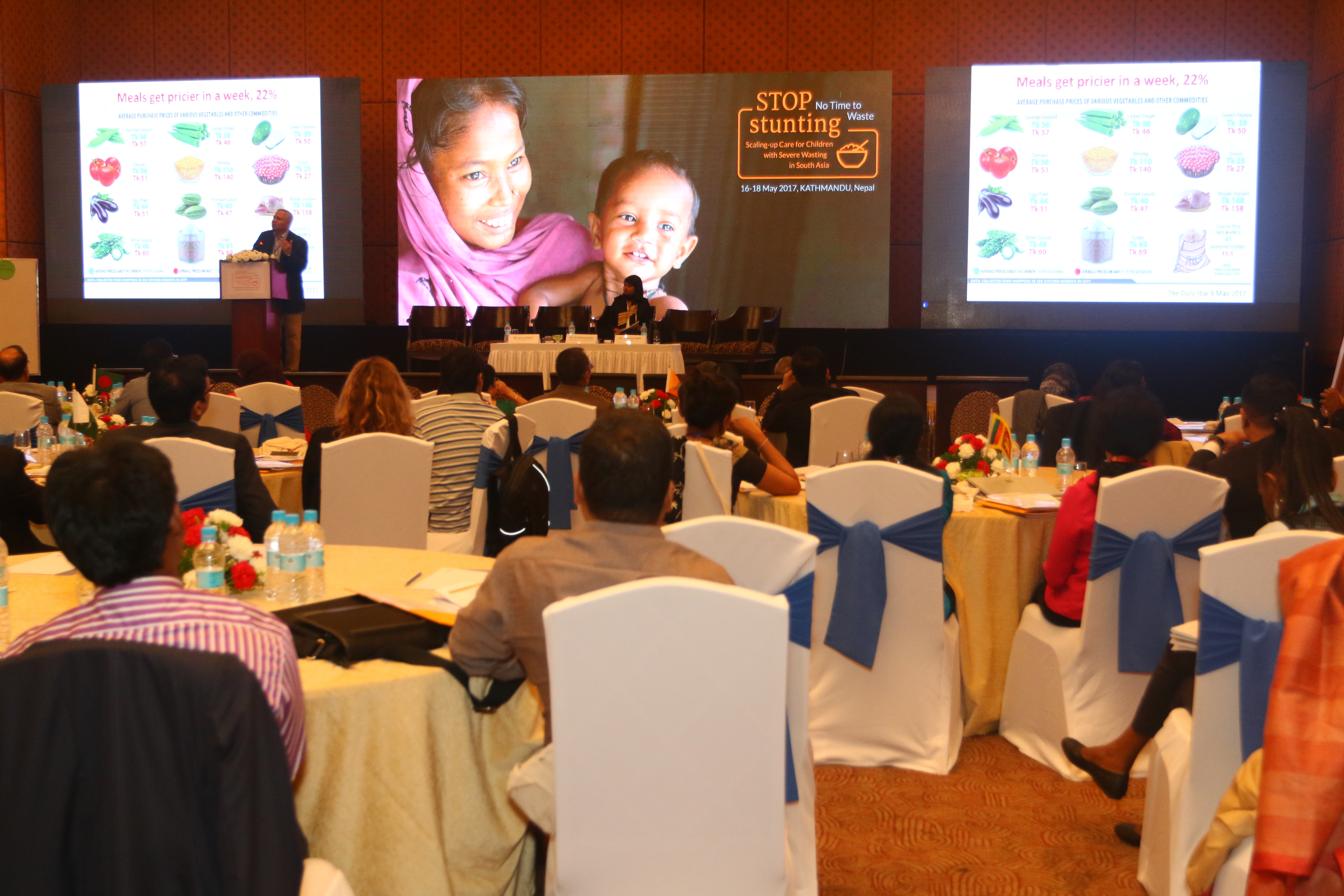 Image shows people attending a Regional conference in South Asia on Stunting and Wasting.
