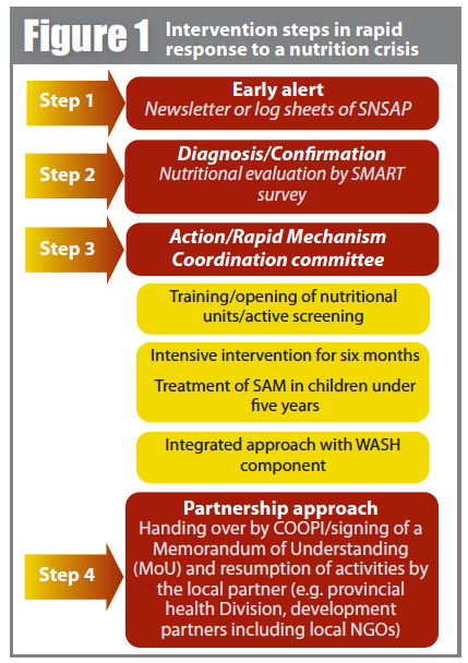 Intervention steps in rapid response to a nutrition crisis
