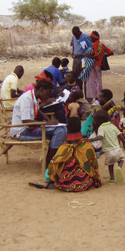 BSFP Evaluation Team at a distribution in Napeikar, Turkana County