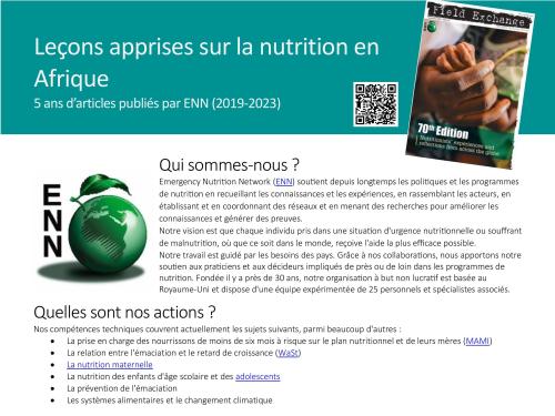 First page of the document 'Leçons apprises sur la nutrition en Afrique'