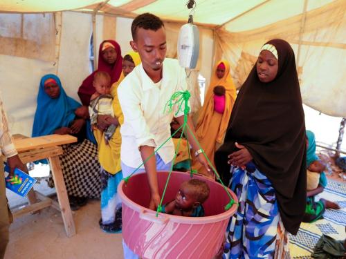 FB a baby is weighed in Somalia
