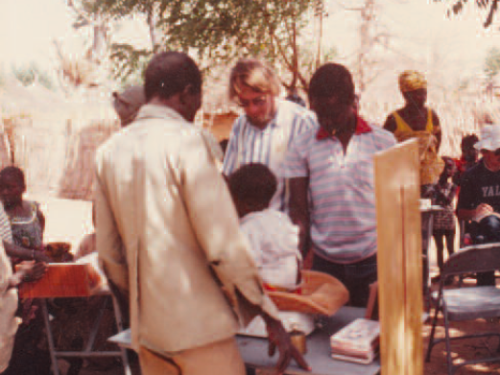 FB taking anthropometric measures in a village near niakhar senegal 1983