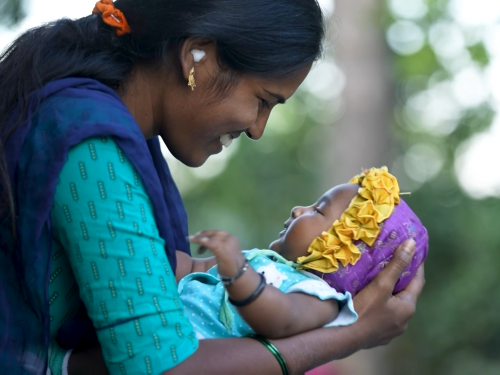 A happy mother and her child in Telangana. India