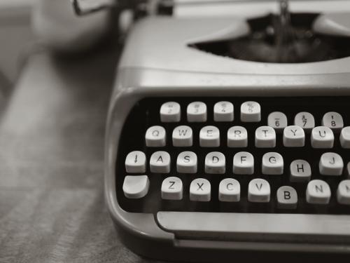 Typewriter, with keys pressed down