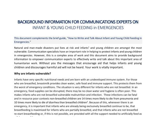 First page of the document 'BACKGROUND INFORMATION FOR COMMUNICATIONS EXPERTS ON IFE'