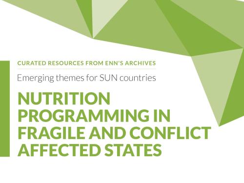 First page of report titled, "Emerging themes for SUN countries: Nutrition Programming in fragile and conflict affected states."