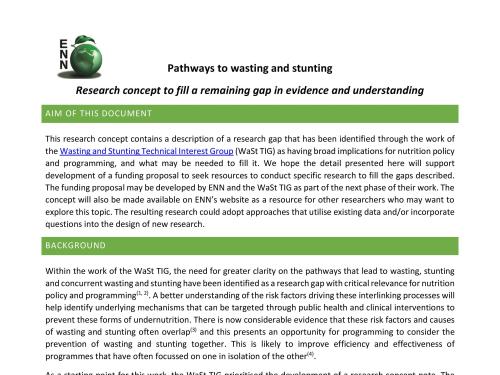 First page of the document 'Pathways to wasting and stunting'