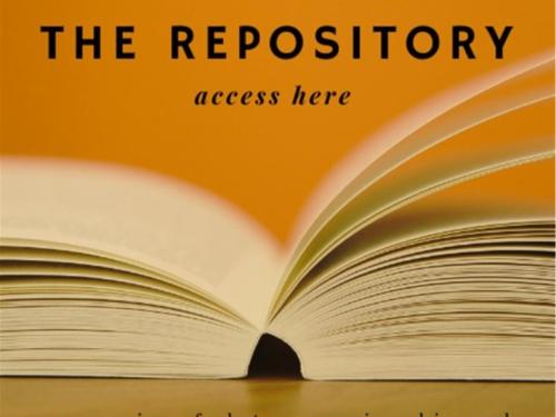 A photo of an open book and the title 'The repository'