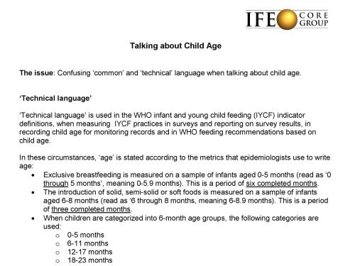 First page of document 'Talking about Child Age'