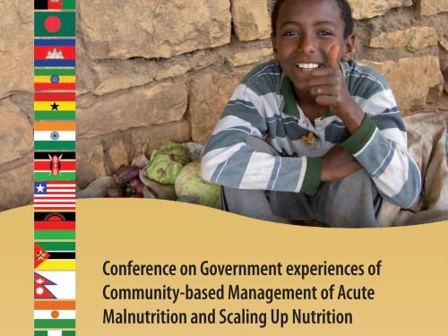 Front cover of document titled, "Conference on Governmentexperiences of Community-based Management of Acute Malnutrition and Scaling Up Nutrition Conference Report."
