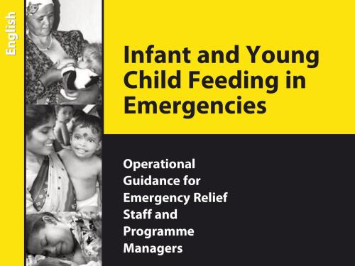 Front cover of guidance document titled, "Infant and Young Child Feeding in Emergencies."