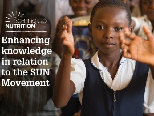 Picture of girl in school uniform. Title reads, "Scaling up Nutrition: Enhancing knowledge in relation to the SUN Movement."