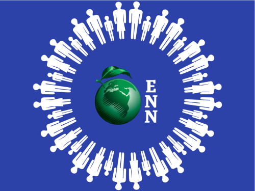 A graphic of lots of people circulating the ENN logo