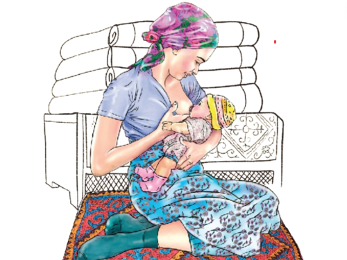 Graphic of a woman breastfeeding her baby