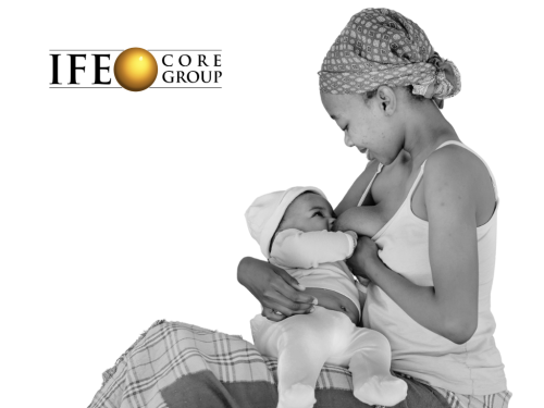Woman breastfeeding in Botswana