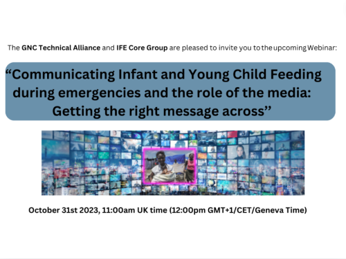 Communicating Infant and Young Child Feeding during emergencies and the role of the media: Getting the right message across webinar