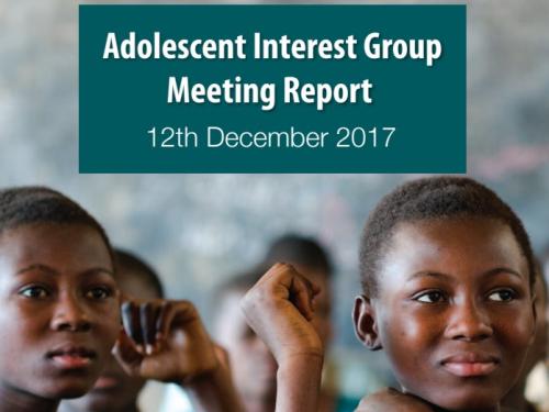 Front cover of document 'Adolescent Interest Group Meeting Report 2017'