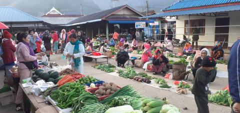 Outdoor local market in Laos