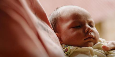 Close up of a newborn baby's face