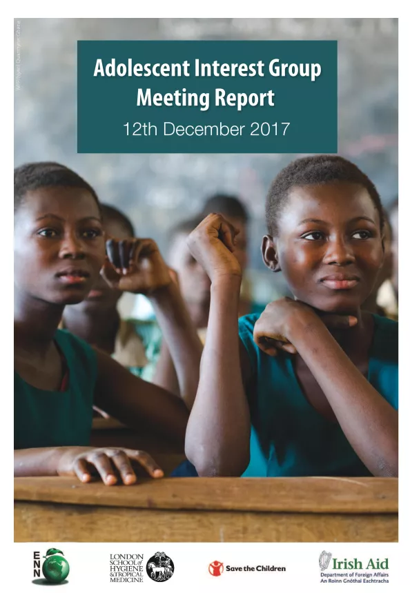Front cover of meeting report titled, "Adolescent Interest Group Meeting Report 2017."