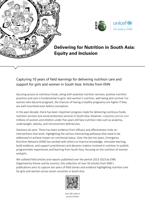 First page of the document 'Delivering for Nutrition in South Asia: Equity and Inclusion'