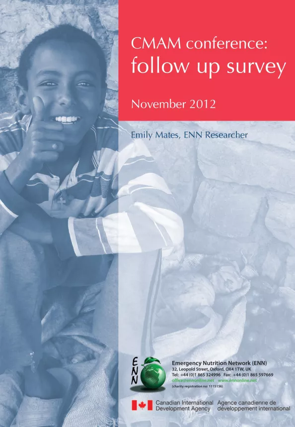 Front cover of document titled, "CMAM conference: Follow-Up Survey, November 2012."