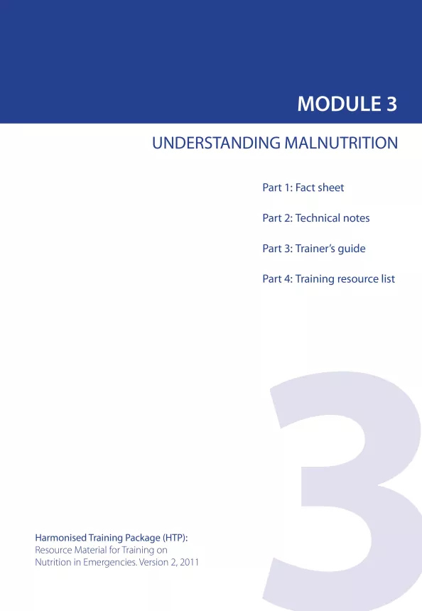 Front cover of document titled, "MODULE 3: UNDERSTANDING MALNUTRITION."