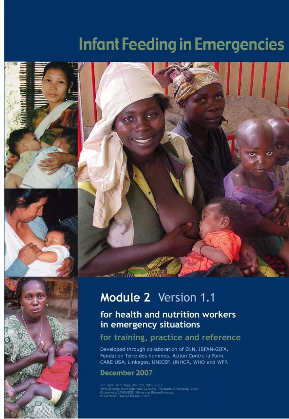 Front cover of the Infant Feeding in Emergencies (IFE) Module 2, Version 1.1 (2007)