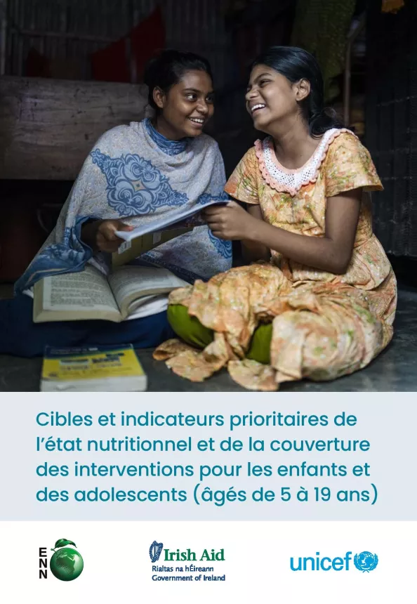 Front cover of document 'Cibles et indicateurs prioritaires de l’état nutritionnel et de la couverture des interventions pour les enfants et des adolescents (âgés de 5 à 19 ans)'