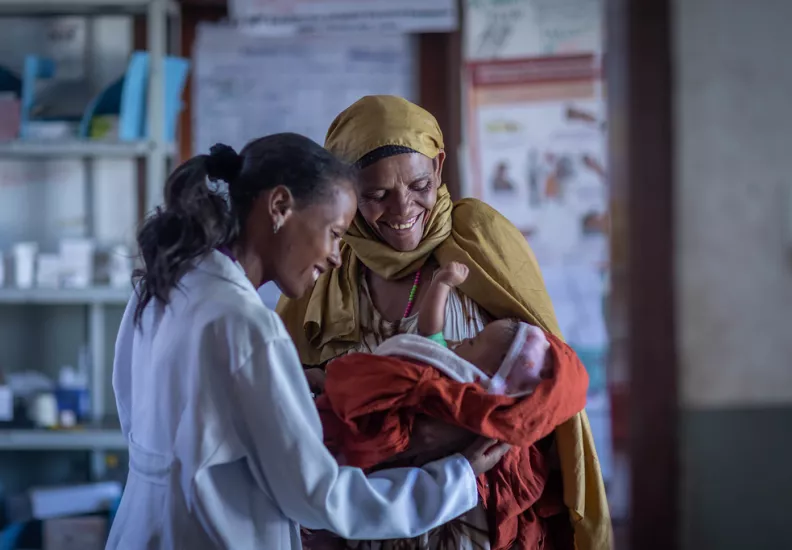 mother and baby having routine check-up at health centre, Ethiopia. UNICEF